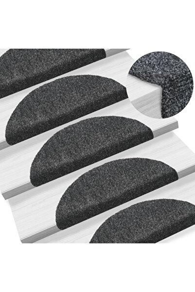 Concept Самозалепващи се постелки за стълби 10 бр. тъмносиви 56x17x3 см с пер...