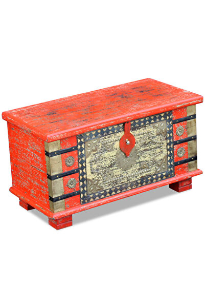 Concept Ξύλινο σεντούκι μάνγκο, 80 x 40 x 45 εκ., κόκκινο