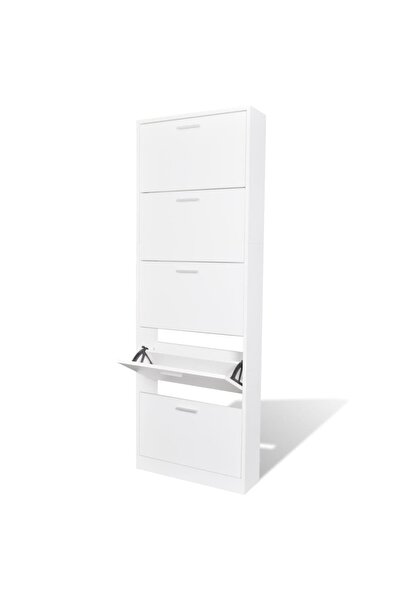 Concept Pantofar cu 5 compartimente din lemn, aspect de stejar