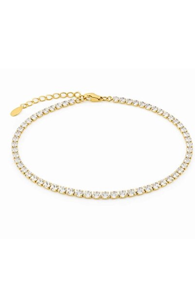 Onixbox Tennis Bracelet Plated with 18K Gold, White Zirconium Crystals 3 mm, ...