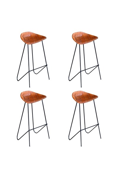 Concept Scaune de bar, 4 buc., maro, piele naturală
