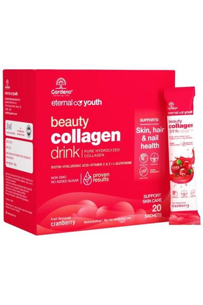 Gardeno Hydrolyzed Marine Collagen Drink Mix With Natural Cranberry Flavour -...