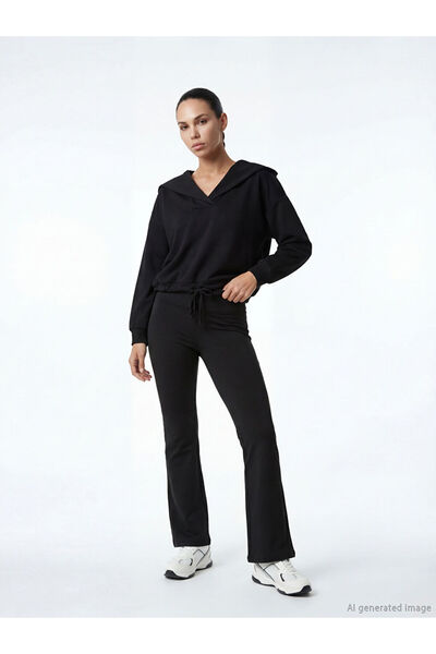 LC Waikiki Black Elastic Waist Spanish Style Women's Sports Leggings