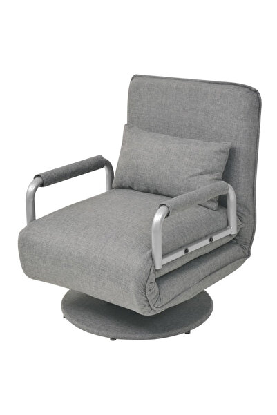 Concept Scaun pivotant și canapea extensibilă, gri deschis, textil