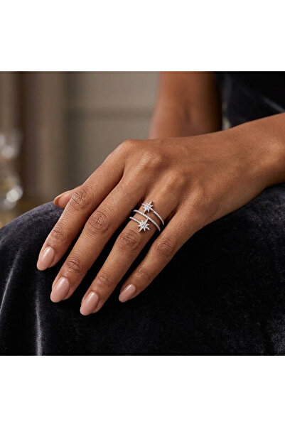 Generic Double Star Ring – Silver Tone with Sparkling Stones | Adjustable Cel...