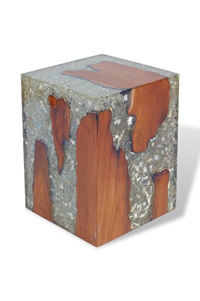 Concept Taburet, lemn de tec masiv și rășină