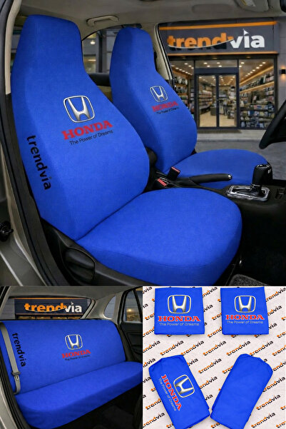 trivexa Honda Logo Auto Seat Cover Front Rear Set – Combed Cotton Stretch Fab...
