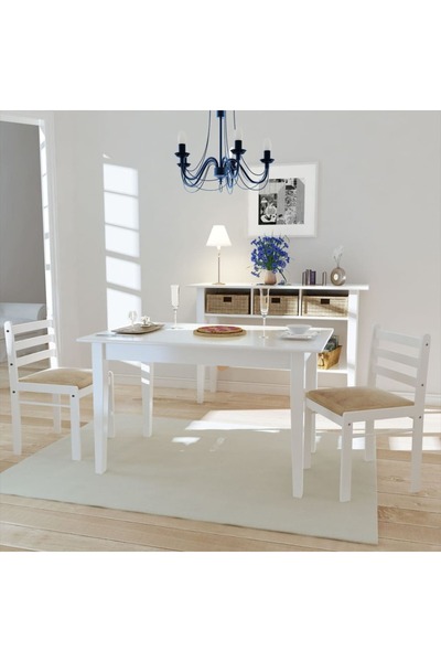 Concept Scaune de bucătărie, 2 buc, alb, lemn masiv de hevea & catifea