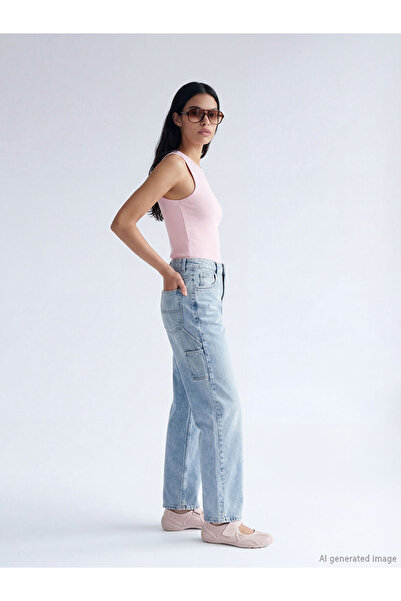 LC Waikiki Blue Baggy Fit Women's Jean Trousers