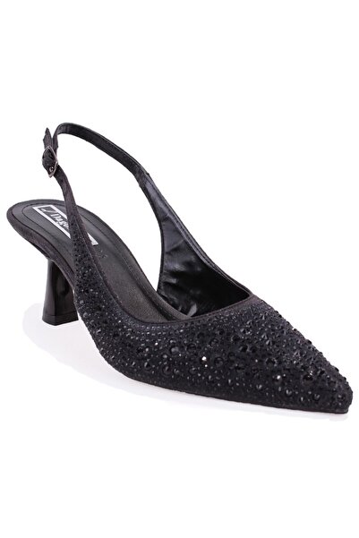 DAGOSTER DZA07-1240A87 Μαύρη Πέτρα 7 εκ. Λεπτό τακούνι u Βραδινό Φόρεμα Γυναι...