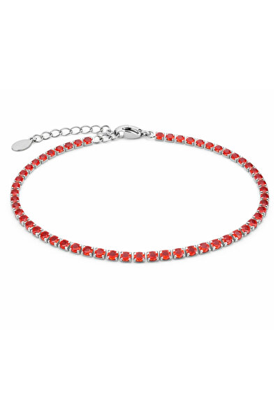 Onixbox Tennis Bracelet with Red Zirconium Crystals 3 mm, Unisex - Stainless ...