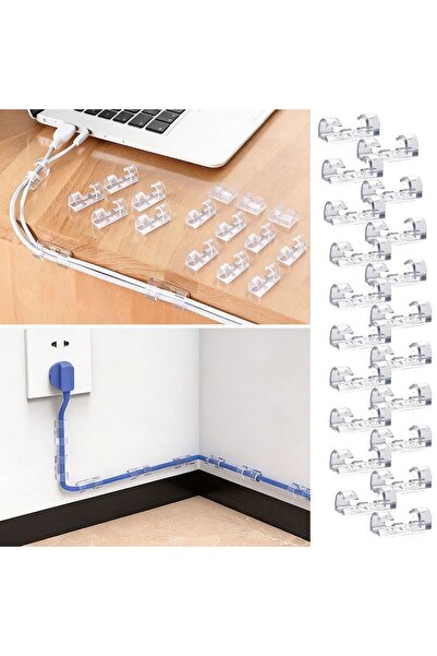 Go İthalat 20 قطعة من مشابك تثبيت الكابلات الشفافة - أداة تنظيم الكابلات ذاتي...