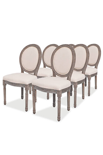 Concept Scaune de bucătărie, 6 buc., crem, material textil