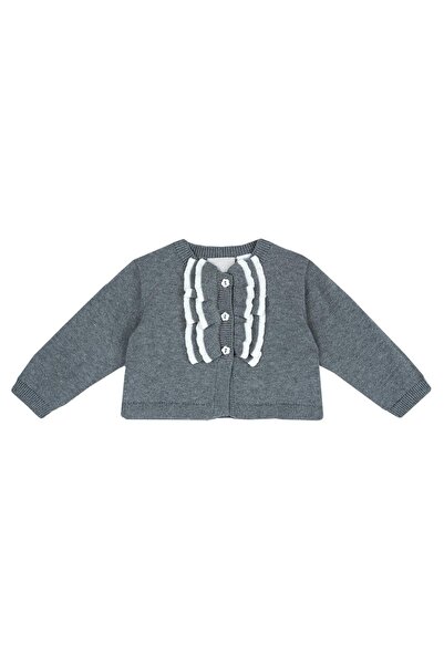 Chicco Girls' Grey Knitted Cardigan with Ruffled