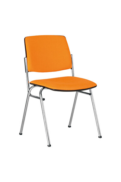 Concept Mobili Πολυθρόνα επισκέπτη LAZARO CHROME, πορτοκαλί ύφασμα lusso