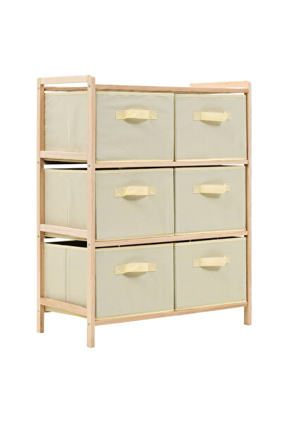 Concept Dulap depozitare cu 6 coșuri din textil, lemn de cedru, bej