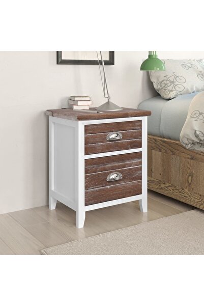 Concept Noptieră cu 2 sertare, 2 buc, maro și alb