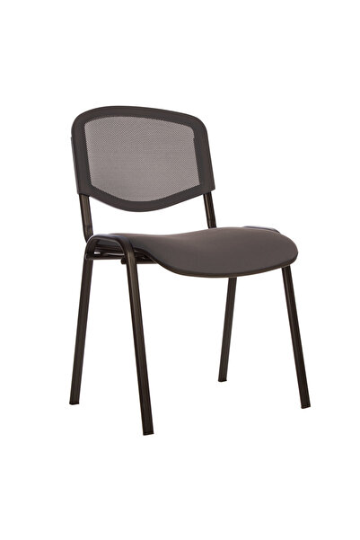 Concept Mobili Καρέκλα επισκέπτη GOA NET ΜΑΥΡΗ, Γκρι ύφασμα Cagliari