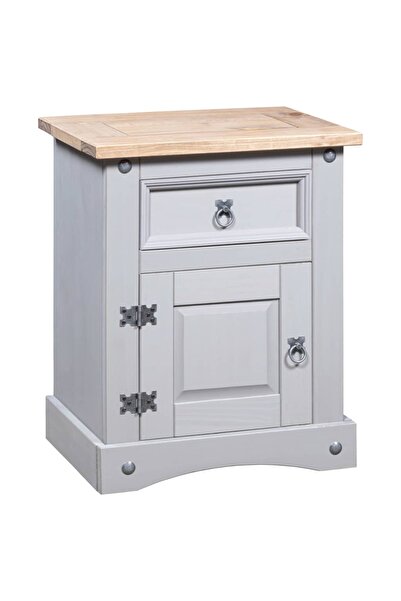 Concept Κομοδίνο, γκρι, 53x39x67 cm, μεξικάνικο πεύκο, σειρά Corona