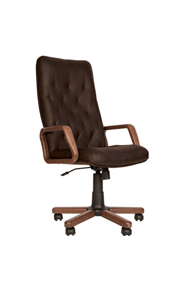 Concept Mobili Εκτελεστική καρέκλα HAVANA EXTRA, σκούρο καφέ φυσικό Δερμάτινο