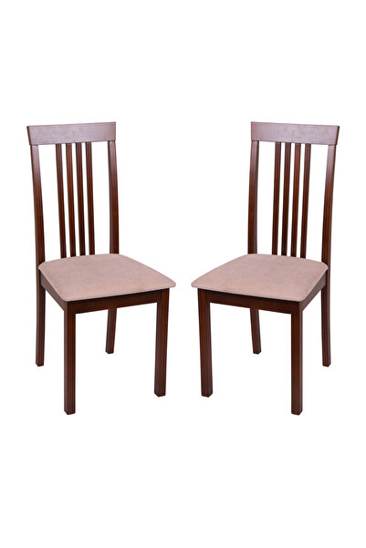 Concept Mobili Σετ 2 ξύλινες καρέκλες, Ξύλο, Καρυδιά/Μπεζ