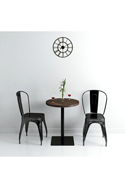 Concept Τραπέζι μπιστρό, MDF και χάλυβας, στρογγυλό, 60x75 cm, Σκούρο γκρι