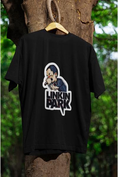 MG Linkin Park Printed Crewneck Pa Cotton Ov Oversized Alip Short Sleeve Unis...