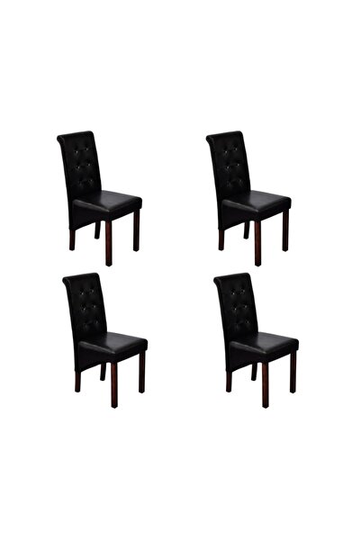 Concept Καρέκλες κουζίνας, 4 τεμ., μαύρες, οικολογικό Δερμάτινο