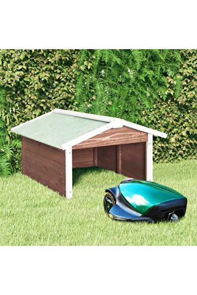 Concept Garaj mașină de tuns iarba cafeniu & alb 72x87x50 cm lemn brad