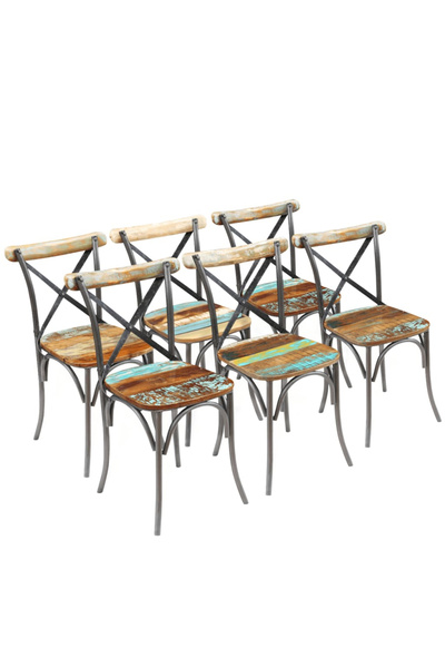 Concept Καρέκλες κουζίνας, 6 τεμ., από μασίφ ανακυκλωμένο ξύλο