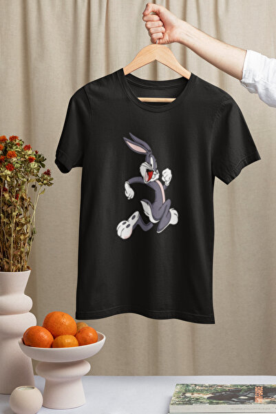 MG Running Rabbit Printed Cycling Collar Pa Cotton Ov Oversized Alip Short Sl...