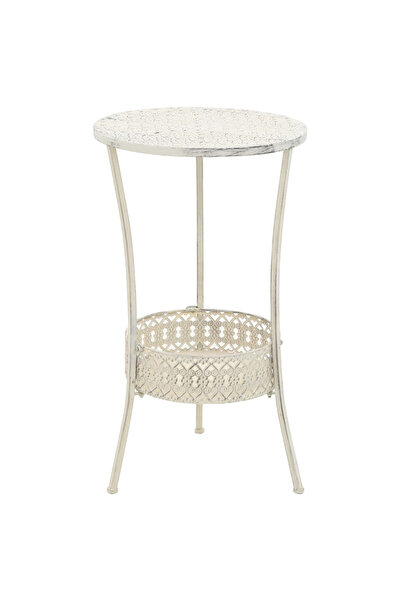 Concept Τραπέζι μπιστρό vintage στυλ, μεταλλικό, στρογγυλό, 40 x 70 εκ., λευκό