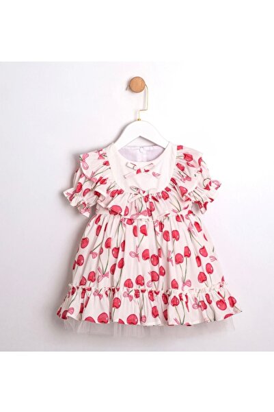 Alvadonna Рокля с набори на ръкавите и волани с мотив „CUMİNO KİRAZ“