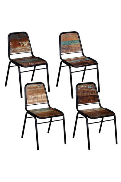 Concept Καρέκλες κουζίνας, 4 τεμ., από μασίφ ανακυκλωμένο ξύλο