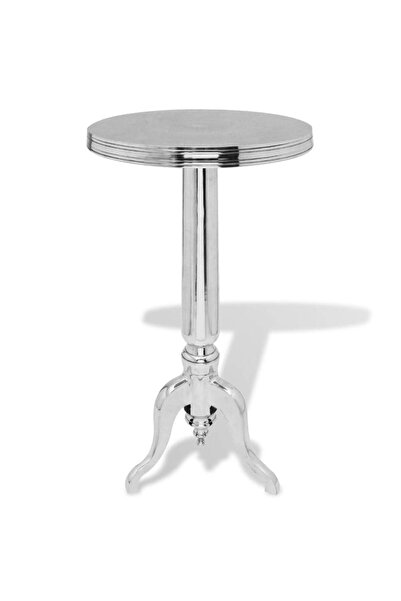 Concept Στρογγυλό βοηθητικό τραπεζάκι αλουμινίου, ασημί