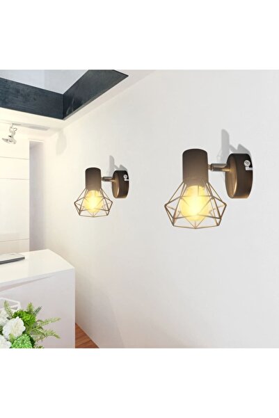 Concept Candelabru perete cadru stil industrial 2 becuri LED filament, negru