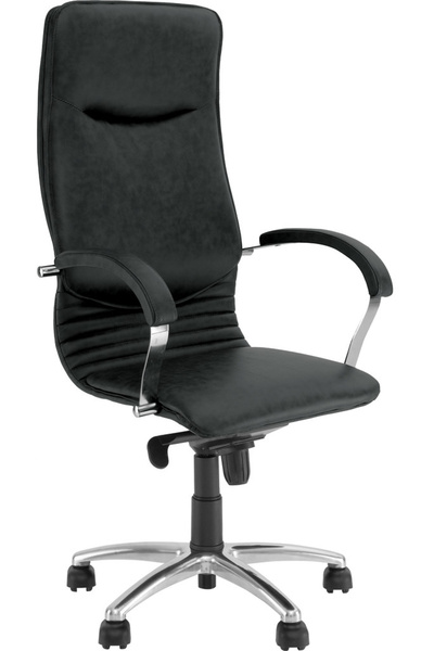 Concept Mobili Διευθύνουσα καρέκλα IDEA STEEL CHROME, Μαύρο φυσικό Δερμάτινο