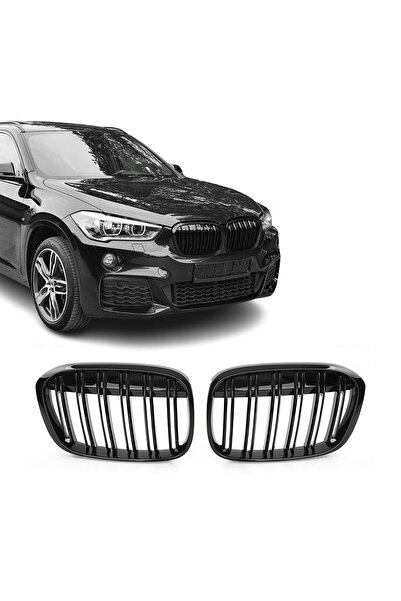 AutoUp Dual Grilles for BMW X1 F48, 2015–2020 - Gloss Black
