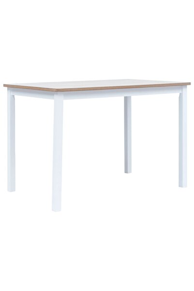 Concept Λευκό και καφέ τραπέζι κουζίνας 114x71x75 εκ. από μασίφ καουτσούκ