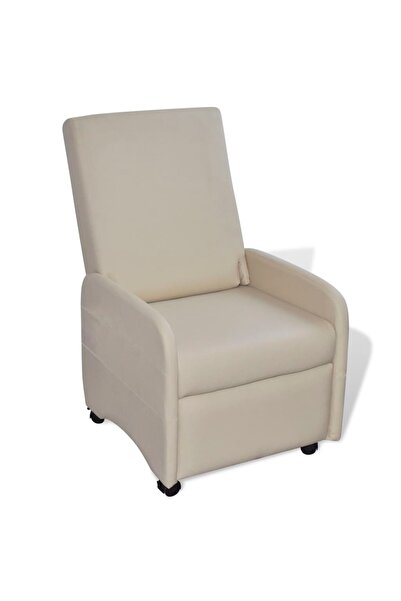 Concept Fotoliu rabatabil, crem, piele ecologică