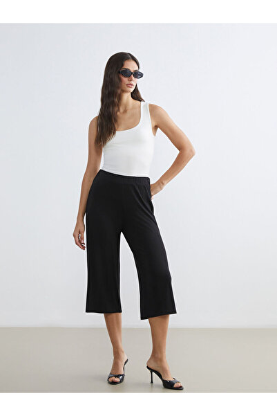LC Waikiki Black Women's Capri with Elastic Waist