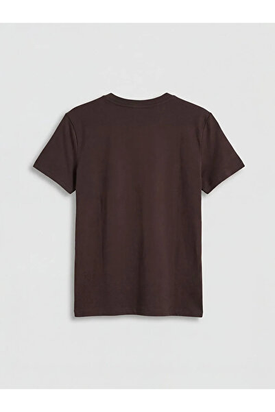 LC Waikiki Γυναικείο μπλουζάκι XSIDE Brown Crew Neck California με στάμπα