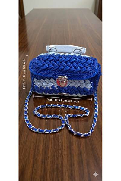Çanta metalik günlük şık spor handmade gümüş mavi
