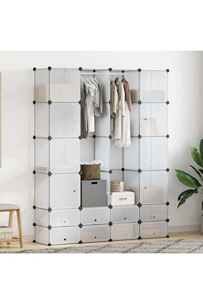 Concept Dulap modular cu 18 compartimente alb 37 x 146 x 180,5 cm