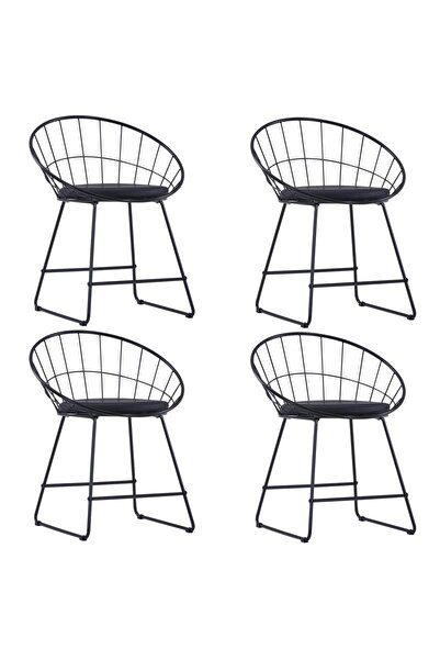 Concept Καρέκλες κουζίνας, κάθισμα από οικολογικό Δερμάτινο , 4 τεμάχια, μαύρ...