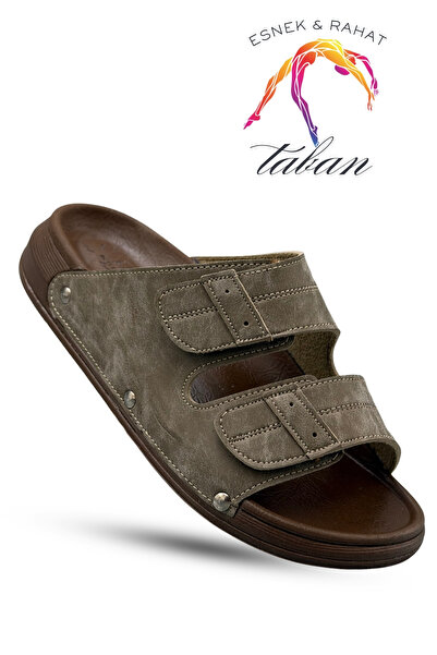 sermoda Men's Slipper - Double Buckle Adjustable Stretchy Sole Leather Men's ...