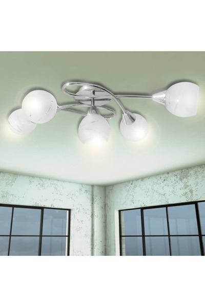 Concept Φωτιστικό οροφής με γυάλινα αμπαζούρ για 5 λαμπτήρες E14