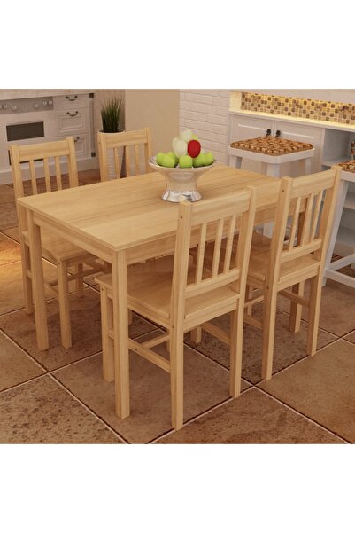 Concept Ξύλινο τραπέζι σε φυσικό χρώμα με 4 καρέκλες