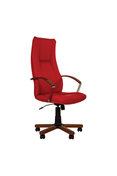 Concept Mobili Διευθύνουσα καρέκλα KINS WOOD, Κόκκινο φυσικό Δερμάτινο