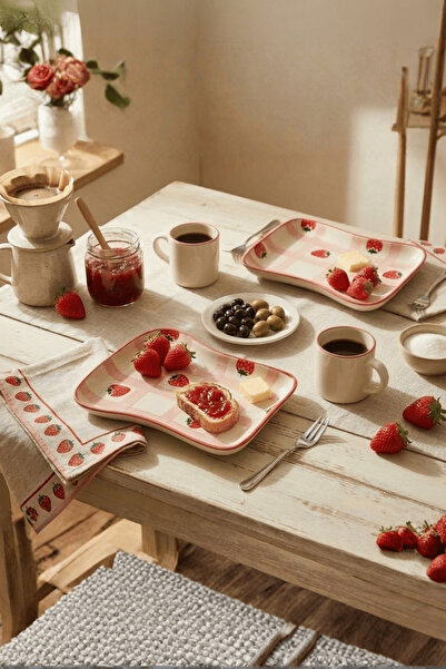 Mithra Life 2 Pieces Ceramic Breakfast Toast Dessert Presentation Plate Set S...
